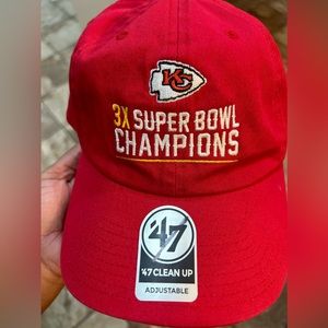 47 Brand Clean Up Kansas City Chiefs 3X Super Bowl Champions Adjustable Hat Cap